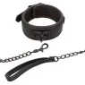 Ensemble collier et laisse en cuir noir réglable Calexotics avec boucle métallique
