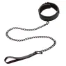 Ensemble collier et laisse en cuir noir réglable Calexotics avec boucle métallique