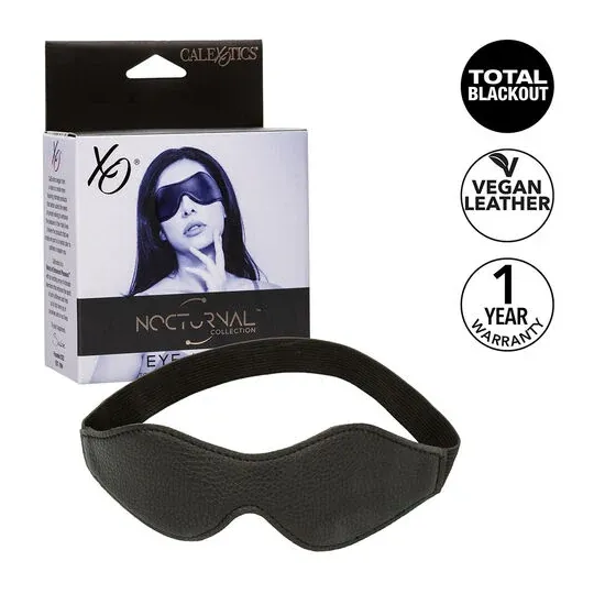 Maschera per dormire in pelle PVC nera CALEXOTICS, maschera per occhi con oscuramento totale e elastico regolabile.