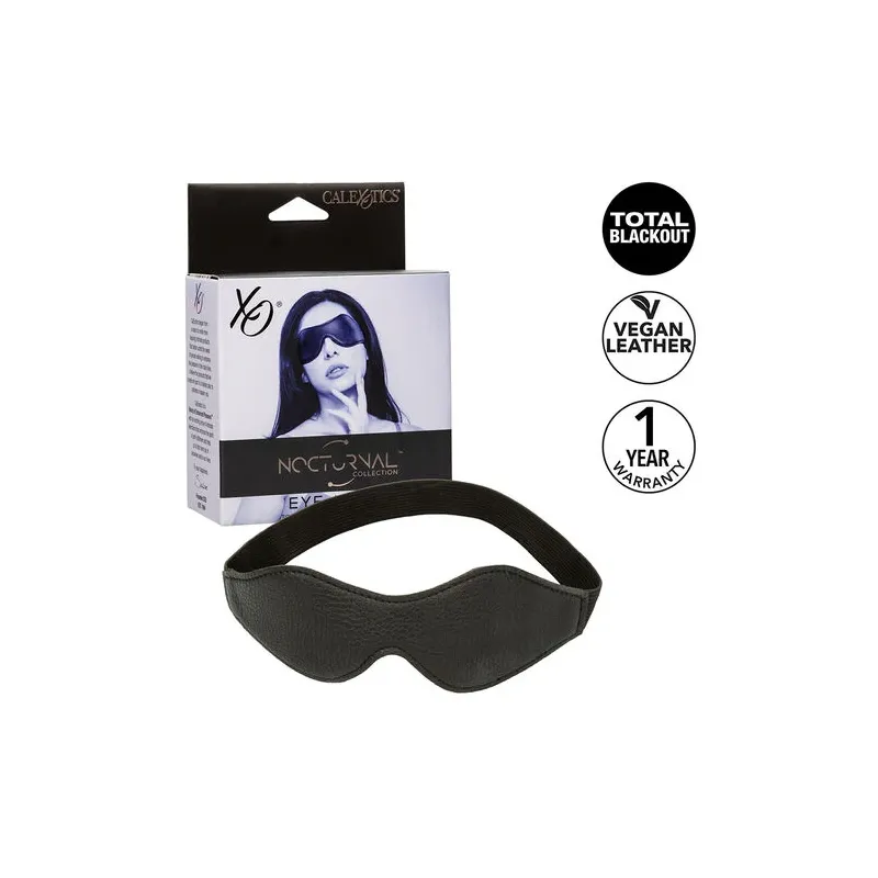 Maschera per dormire in pelle PVC nera CALEXOTICS, maschera per occhi con oscuramento totale e elastico regolabile.