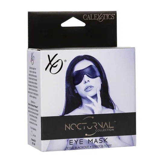 Maschera per dormire in pelle PVC nera CALEXOTICS, maschera per occhi con oscuramento totale e elastico regolabile.