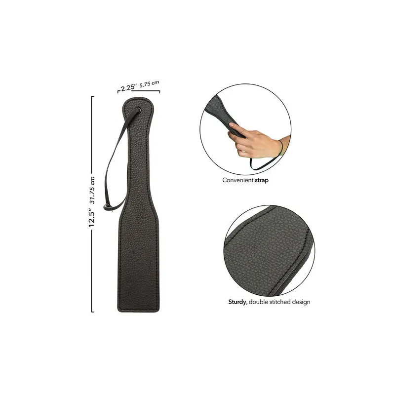 Paddle in pelle nera CALEXOTICS con doppia cucitura rinforzata e cinturino di controllo incluso