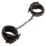 Poignets en cuir réglables noirs CALEXOTICS, accessoire BDSM ajustable avec boucle sécurisée.