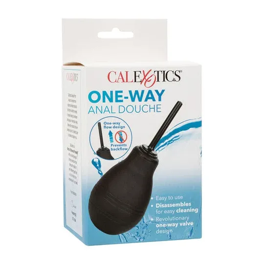 Douche anale noire CALEXOTICS avec valve anti-reflux, capacité 216 ml, pour hygiène intime.