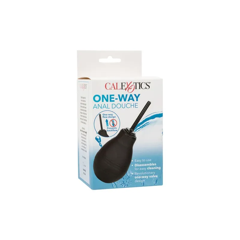 Douche anale noire CALEXOTICS avec valve anti-reflux, capacité 216 ml, pour hygiène intime.