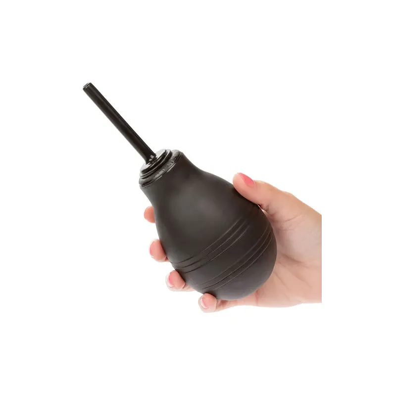 Douche anale noire CALEXOTICS avec valve anti-reflux, capacité 216 ml, pour hygiène intime.