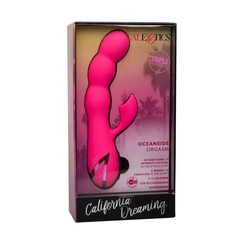 Stimulateur double CALEXOTICS en ABS métallisé avec succion clitoridienne et vibrations internes