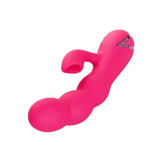 Stimulateur double CALEXOTICS en ABS métallisé avec succion clitoridienne et vibrations internes