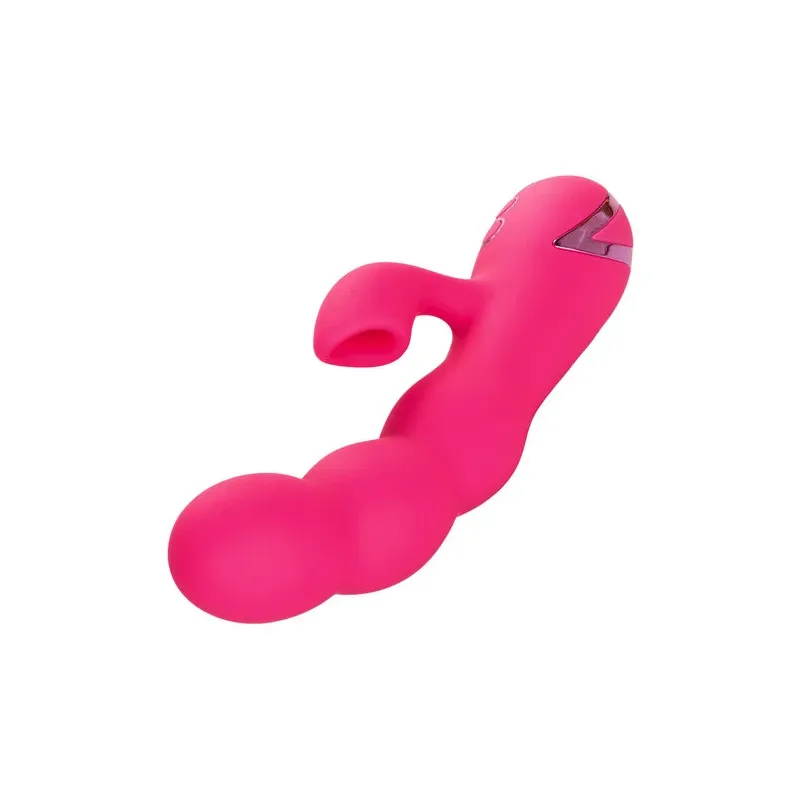 Stimulateur double CALEXOTICS en ABS métallisé avec succion clitoridienne et vibrations internes