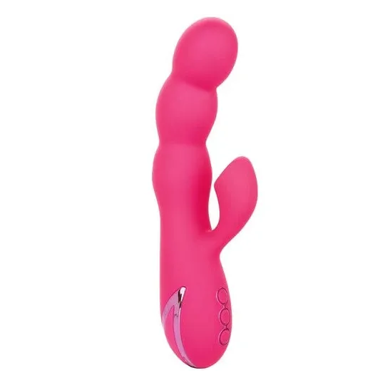 Stimulateur double CALEXOTICS en ABS métallisé avec succion clitoridienne et vibrations internes