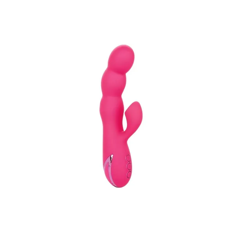 Stimulateur double CALEXOTICS en ABS métallisé avec succion clitoridienne et vibrations internes