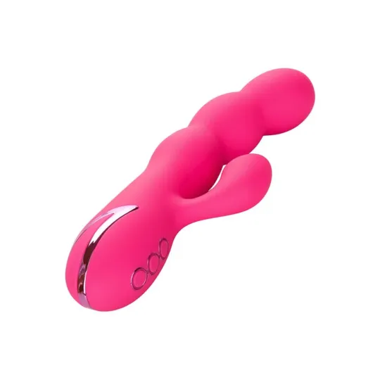 Stimulateur double CALEXOTICS en ABS métallisé avec succion clitoridienne et vibrations internes