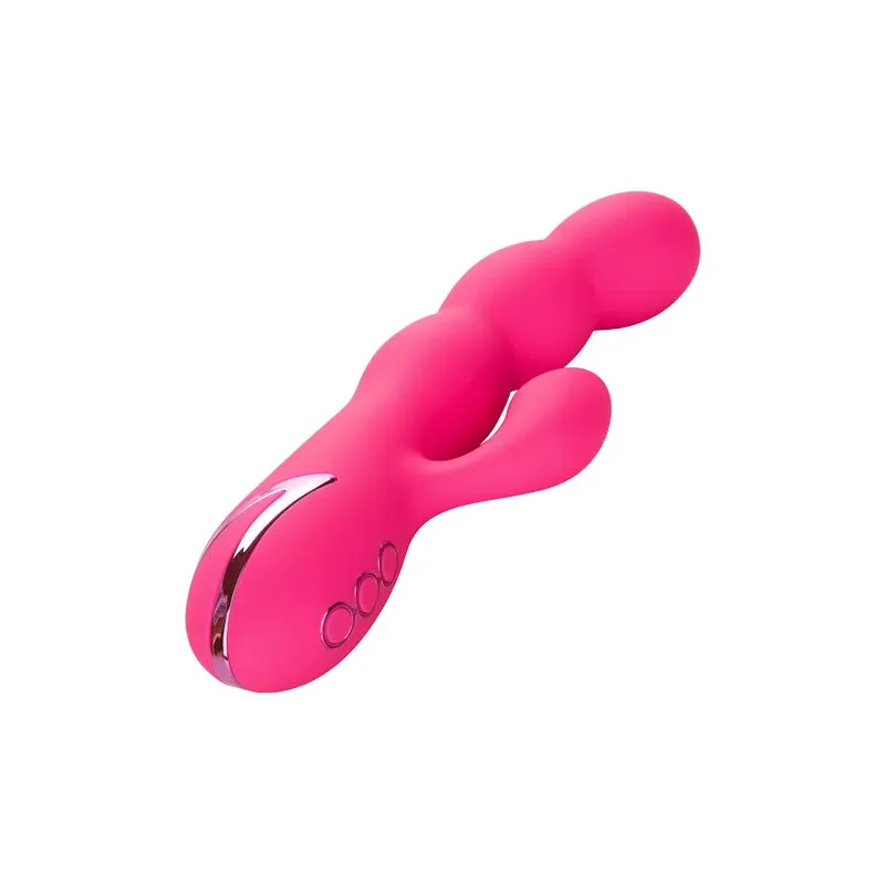 Stimulateur double CALEXOTICS en ABS métallisé avec succion clitoridienne et vibrations internes