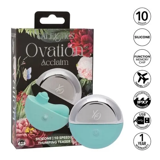 Stimolatore CalExotics Ovation Acclaim verde acqua ergonomico con 10 velocità di pulsazione