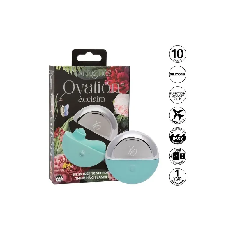 Stimolatore CalExotics Ovation Acclaim verde acqua ergonomico con 10 velocità di pulsazione