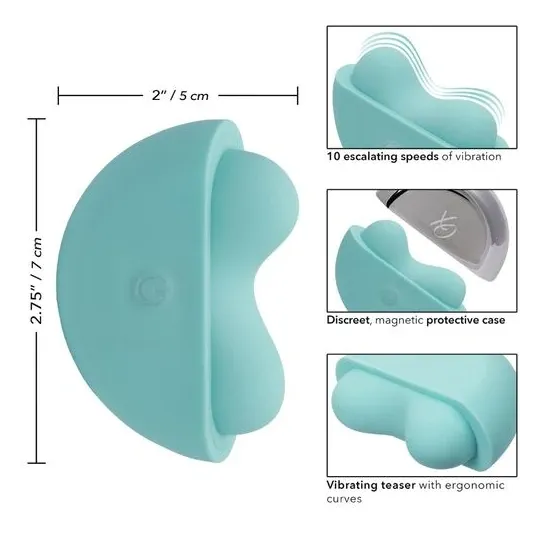 Estimulador de aplausos CalExotics Ovation verde aguamarina impermeable con 10 niveles de vibración recargable.