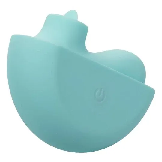 Estimulador vibrante ergonómico CalExotics Ovation Rave verde aguamarina, curvas suaves de silicona para estimulación dirigida.