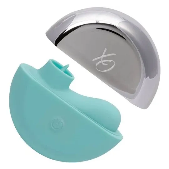 Estimulador vibrante ergonómico CalExotics Ovation Rave verde aguamarina, curvas suaves de silicona para estimulación dirigida.