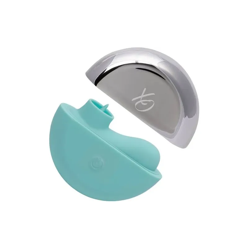 Estimulador vibrante ergonómico CalExotics Ovation Rave verde aguamarina, curvas suaves de silicona para estimulación dirigida.
