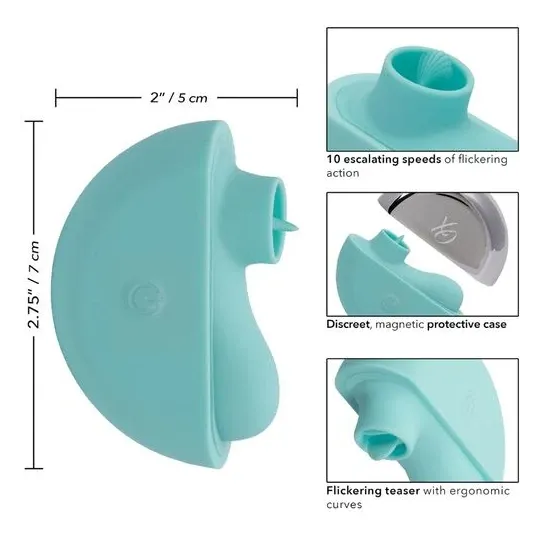Estimulador vibrante ergonómico CalExotics Ovation Rave verde aguamarina, curvas suaves de silicona para estimulación dirigida.