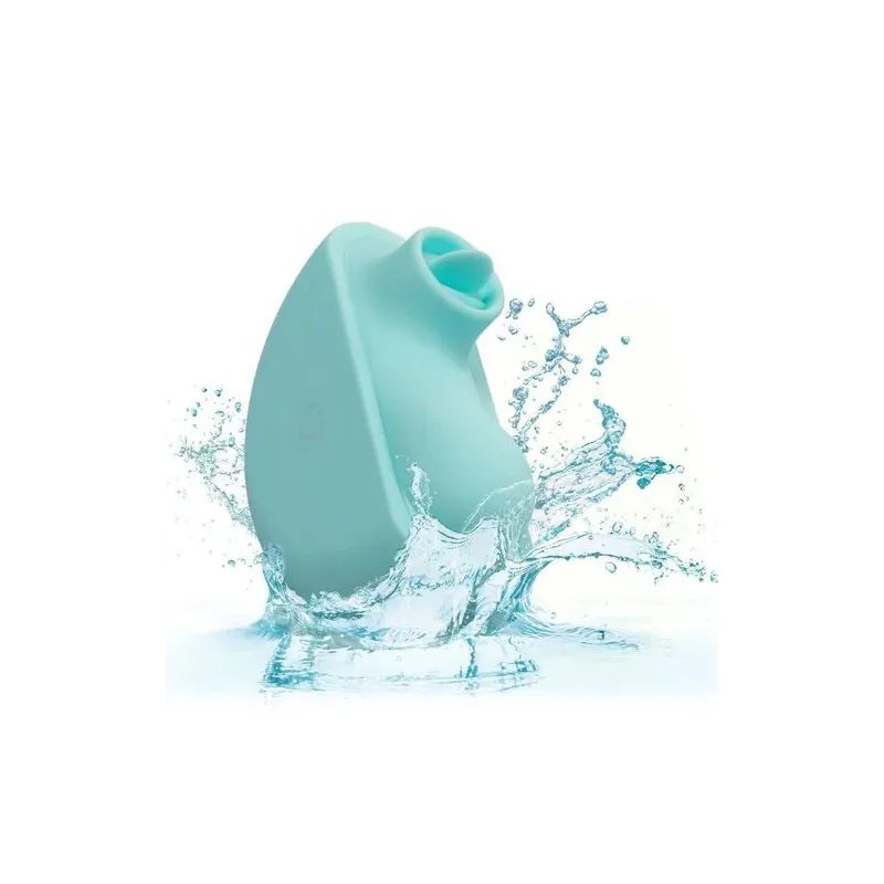 Estimulador vibrante ergonómico CalExotics Ovation Rave verde aguamarina, curvas suaves de silicona para estimulación dirigida.