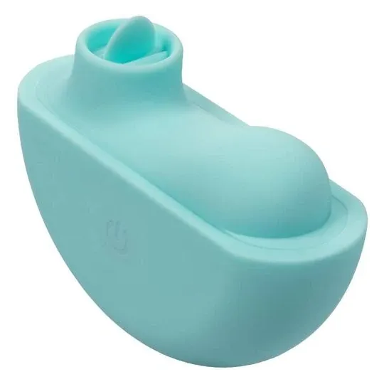 Estimulador vibrante ergonómico CalExotics Ovation Rave verde aguamarina, curvas suaves de silicona para estimulación dirigida.