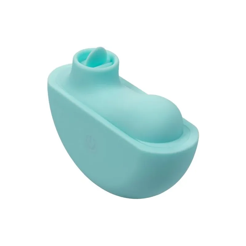 Estimulador vibrante ergonómico CalExotics Ovation Rave verde aguamarina, curvas suaves de silicona para estimulación dirigida.