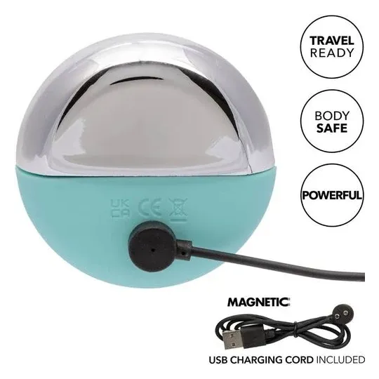 Estimulador vibrante ergonómico CalExotics Ovation Rave verde aguamarina, curvas suaves de silicona para estimulación dirigida.