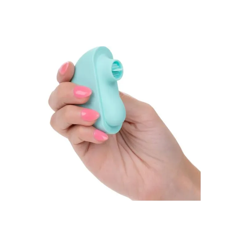 Estimulador vibrante ergonómico CalExotics Ovation Rave verde aguamarina, curvas suaves de silicona para estimulación dirigida.