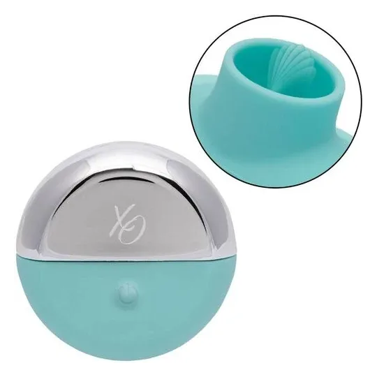 Estimulador vibrante ergonómico CalExotics Ovation Rave verde aguamarina, curvas suaves de silicona para estimulación dirigida.