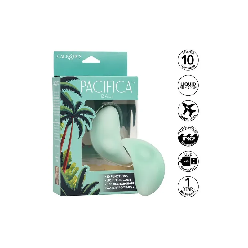 Calexotics Pacifica Bali Klitorisstimulator gebogen transparent Silikon wasserdicht 10 Funktionen