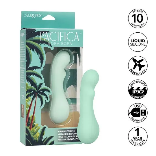 Calexotics Pacifica Bora Bora stimolatore punto G in silicone trasparente, 10 modalità vibrazione, impermeabile IPX7 - vista pro
