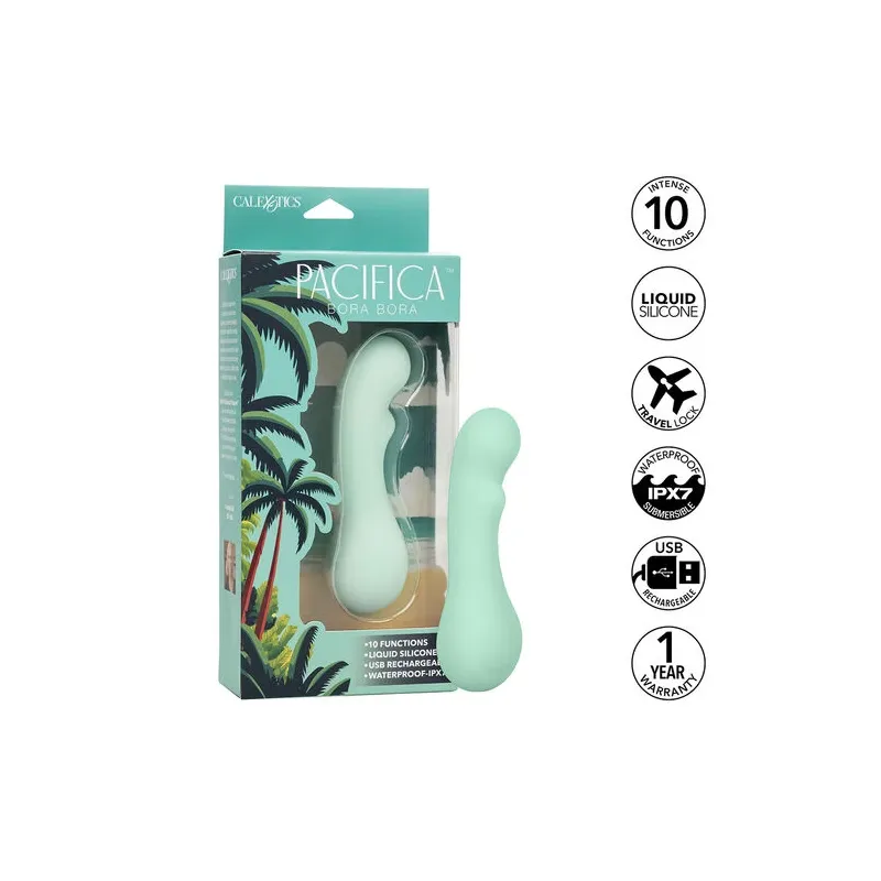 Calexotics Pacifica Bora Bora G-spot vibrator in clear silicone, 10 vibration modes, waterproof IPX7 - product view
