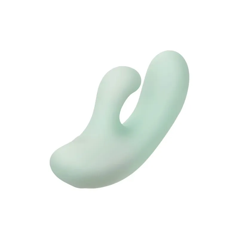 Vibrador y estimulador punto G CalExotics Pacifica Fiji en aguamarina, silicona transparente, doble motor, 10 vibraciones, imper
