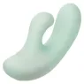 Vibrador y estimulador punto G CalExotics Pacifica Fiji en aguamarina, silicona transparente, doble motor, 10 vibraciones, imper
