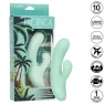 Vibrador y estimulador punto G CalExotics Pacifica Fiji en aguamarina, silicona transparente, doble motor, 10 vibraciones, imper