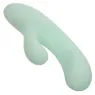 Vibrador y estimulador punto G CalExotics Pacifica Fiji en aguamarina, silicona transparente, doble motor, 10 vibraciones, imper