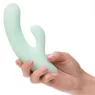 Vibrador y estimulador punto G CalExotics Pacifica Fiji en aguamarina, silicona transparente, doble motor, 10 vibraciones, imper