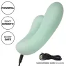 Vibrador y estimulador punto G CalExotics Pacifica Fiji en aguamarina, silicona transparente, doble motor, 10 vibraciones, imper