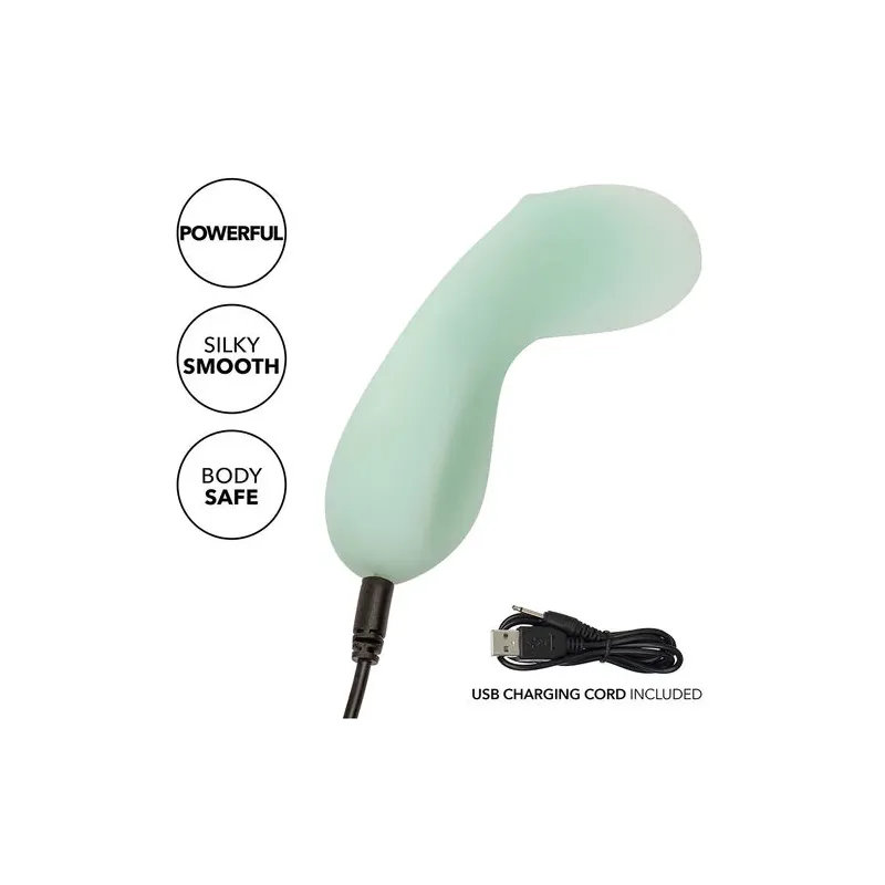 Vibratore impermeabile CALEXOTICS Pacifica Tahiti Teaser, 10 funzioni, silicone trasparente, vista d'insieme.