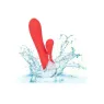 Vibrador conejo caliente Calexotics Palisades Passion Rouge vista frontal, eje perfilado de silicona roja." }, { "image": 2, "fr