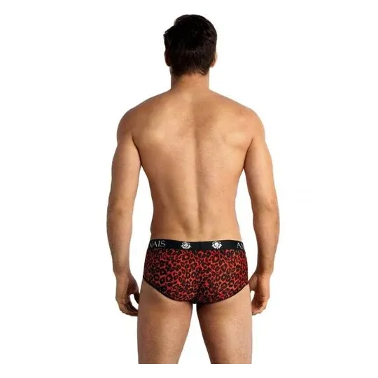 Herren-Slip-Boxer im Animal-Print rot von Anais Men aus weicher Mikrofaser, sportlicher Schnitt