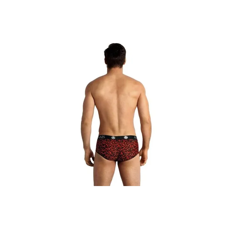Men's tribal animal print brief in red by Anais Men, soft microfibre, sporty fit