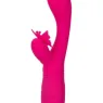 Masseur papillon rechargeable CalExotics Kiss Flutter rose silicone, vue de face ailes déployées