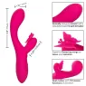 Masseur papillon rechargeable CalExotics Kiss Flutter rose silicone, vue de face ailes déployées