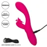Masseur papillon rechargeable CalExotics Kiss Flutter rose silicone, vue de face ailes déployées