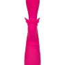 Masseur papillon rechargeable CalExotics Kiss Flutter rose silicone, vue de face ailes déployées