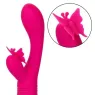 Masseur papillon rechargeable CalExotics Kiss Flutter rose silicone, vue de face ailes déployées