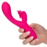 Masseur papillon rechargeable CalExotics Kiss Flutter rose silicone, vue de face ailes déployées