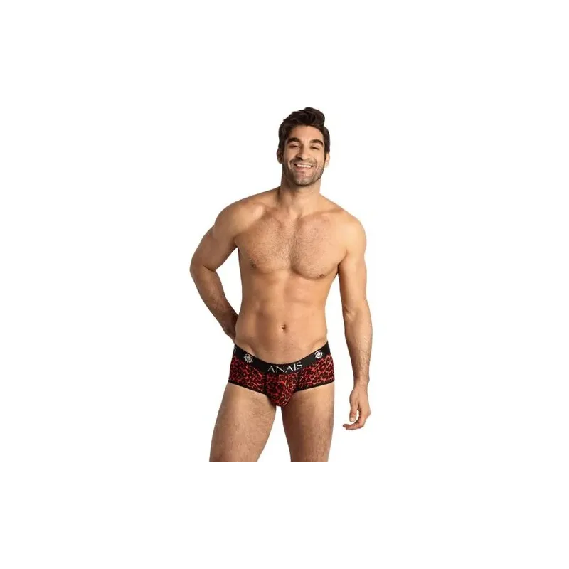 Slip boxer tribal imprimé animal rouge Anais Men en microfibre douce, coupe sportive